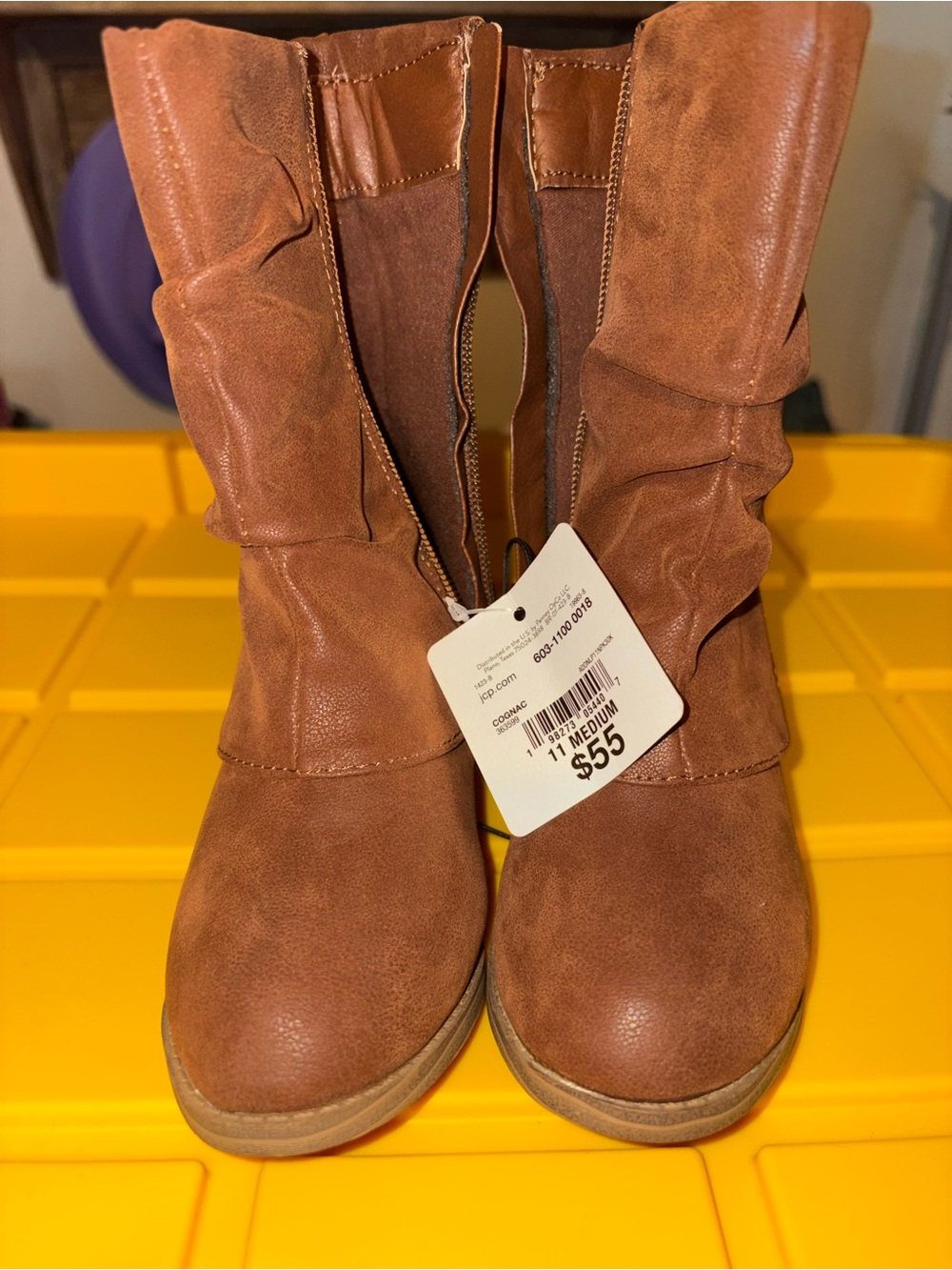 Brown Slouchy Mid-Calf Boots